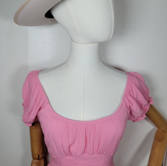 Altar’d State Blush Pink Boho Romper Puff Sleeve Summer Flowy Fit Size S - Picture 3 of 10